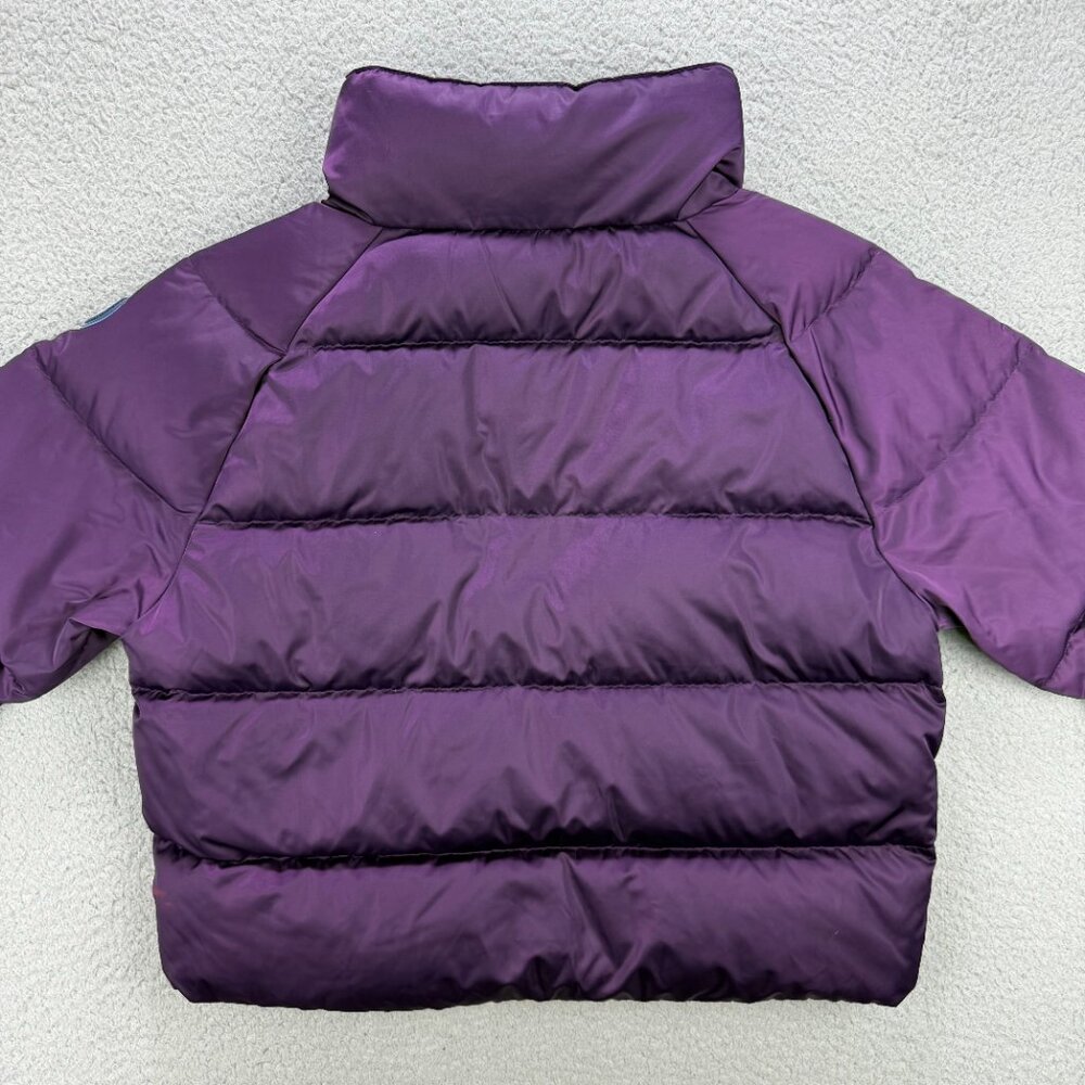 Tory Burch Sport Jacket Womens Extra Small XS Purple Down Puffer Cropped Satin 2 - Picture 3 of 11
